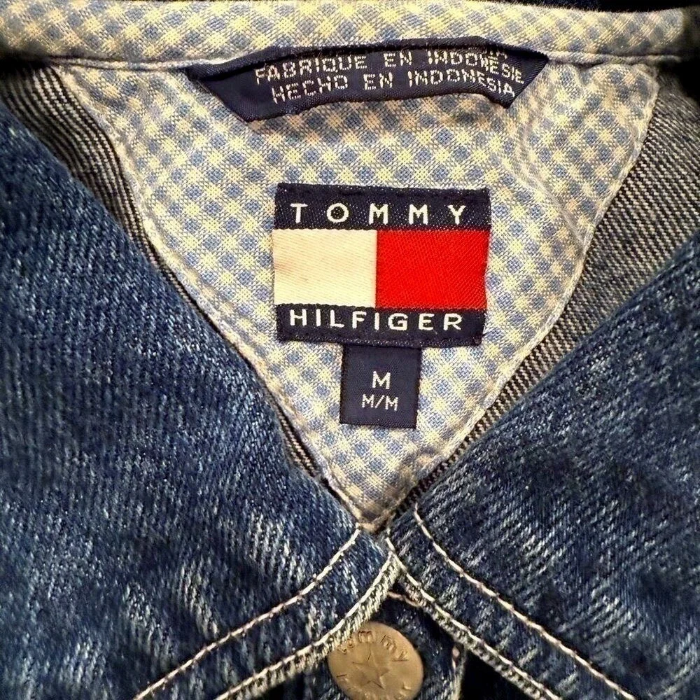 Tommy Hilfiger Girls Denim Jean Jacket‎ Blue Red Stars USA Patriotic - Medium